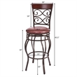 Pemberly Row Set of 2 Vintage Bar Stools Swivel Padded Seat Bistro Pub Brown