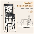 Pemberly Row Set of 2 Vintage Bar Stools Swivel Padded Seat Bistro Pub Black