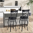 Pemberly Row Set of 2 Vintage Bar Stools Swivel Padded Seat Bistro Pub Black