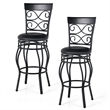 Pemberly Row Set of 2 Vintage Bar Stools Swivel Padded Seat Bistro Pub Black