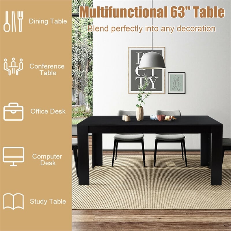 Pemberly Row 63 inch Dining Table Rectangular Modern Kitchen For 6 People Home