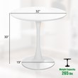 Pemberly Row Modern Tulip Kitchen Table Round Dining Table w/ MDF Top White