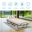 Pemberly Row Folding Bed Rollaway Extra Guest W/Memory Foam Mattress Beige