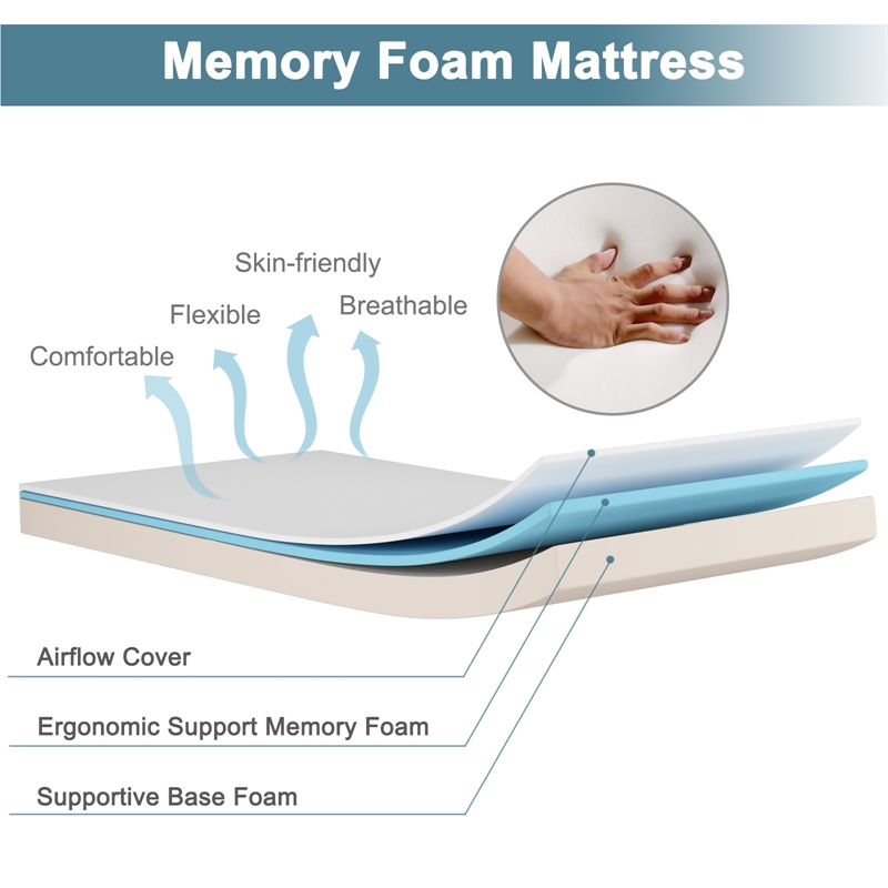 Pemberly Row Folding Bed Rollaway Extra Guest W/Memory Foam Mattress Beige