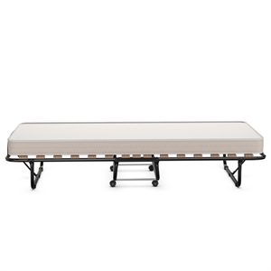 Pemberly Row Folding Bed Rollaway Extra Guest W/Memory Foam Mattress Beige
