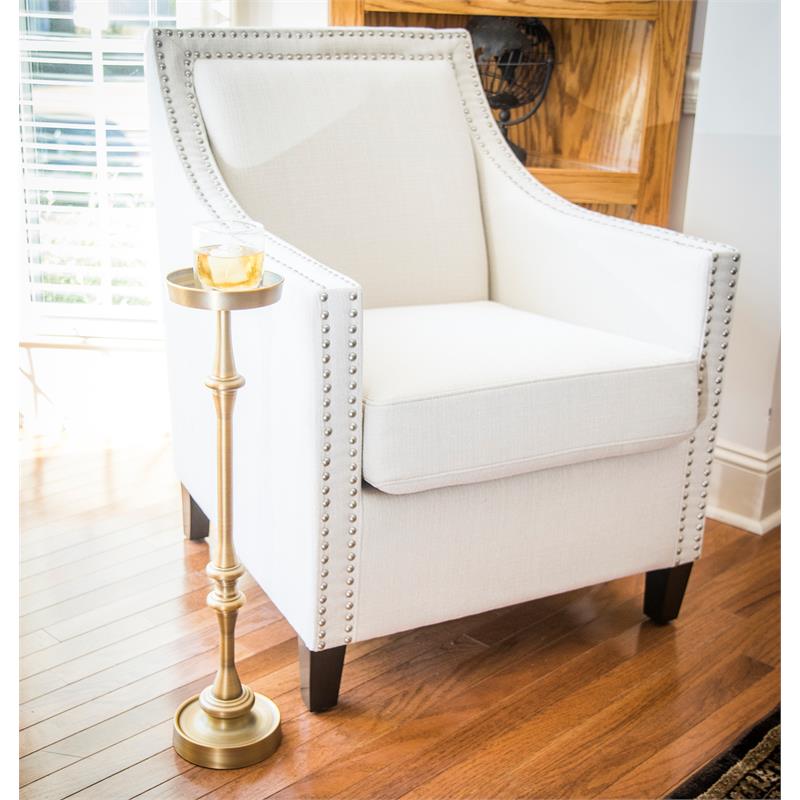 Pemberly Row Traditional Iron Metal Side Table in Brass Finish