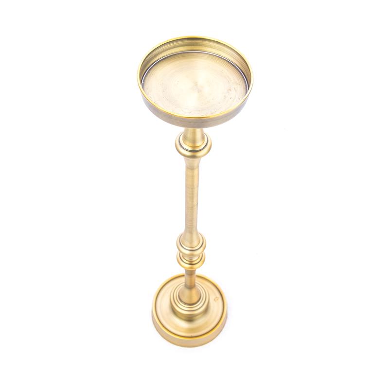 Pemberly Row Traditional Iron Metal Side Table in Brass Finish