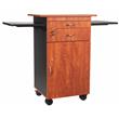 Pemberly Row Modern Wood Multimedia Cart in Wild Cherry/Black