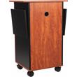 Pemberly Row Modern Wood Multimedia Cart in Wild Cherry/Black