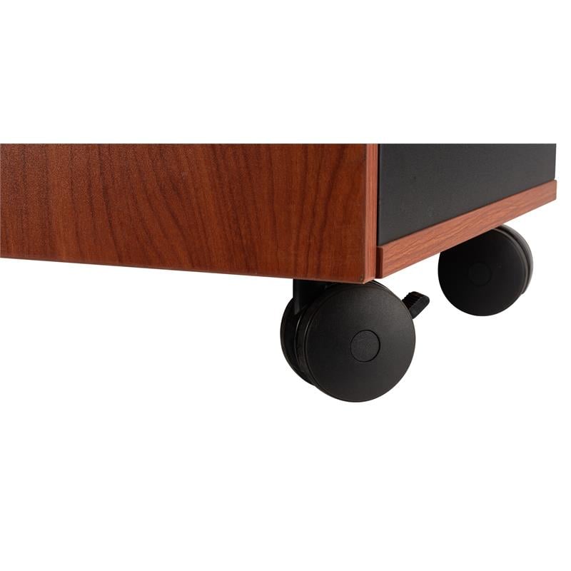 Pemberly Row Modern Wood Multimedia Cart in Wild Cherry/Black