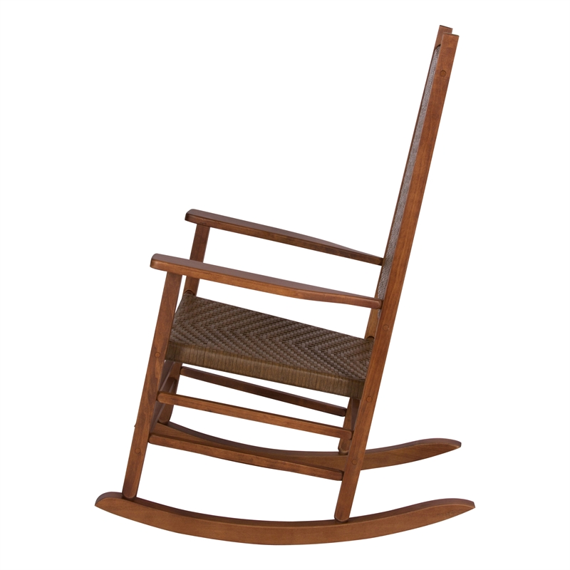 Pemberly Row Traditional Hardwood Patio Porch Rocker in Brown