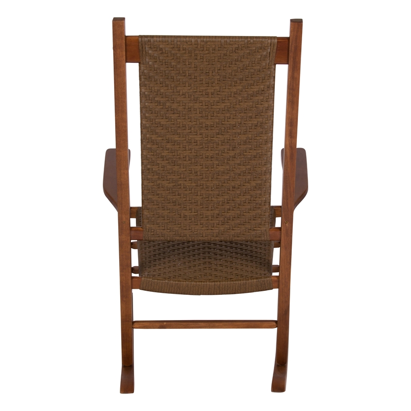 Pemberly Row Traditional Hardwood Patio Porch Rocker in Brown