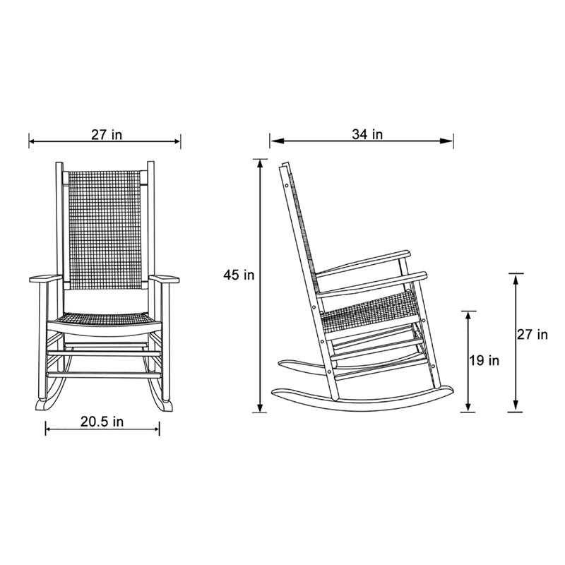 Pemberly Row Traditional Hardwood Patio Porch Rocker in Brown