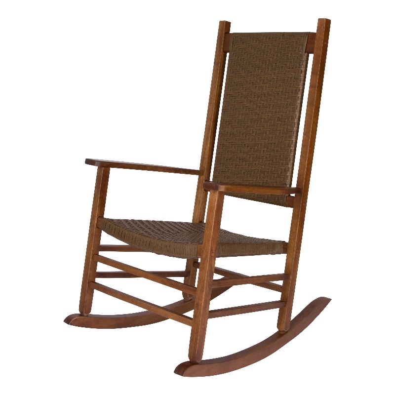 Pemberly Row Traditional Hardwood Patio Porch Rocker in Brown