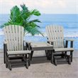 Pemberly Row Resin Double Glider w/Center Table in Gray/Black
