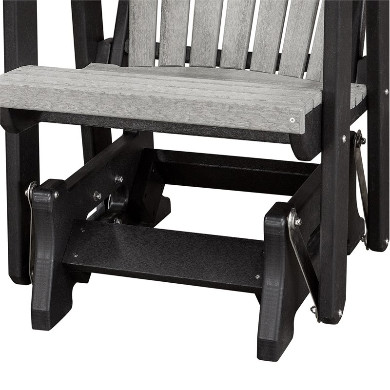 Pemberly Row Resin Double Glider w/Center Table in Gray/Black