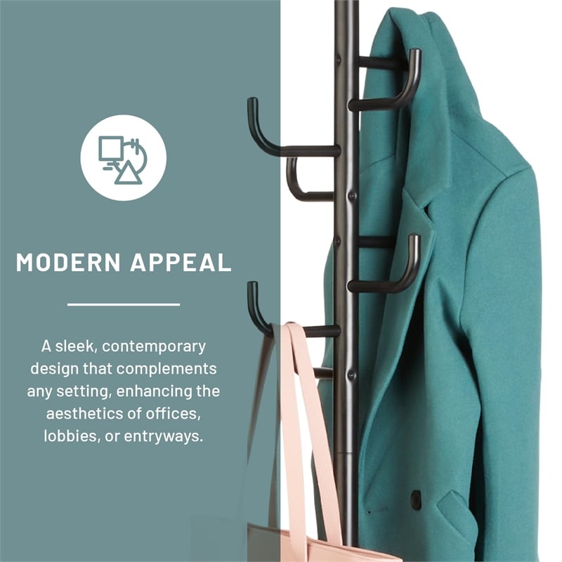 Pemberly Row Steel Hook Head Coat Rack in Black - 15