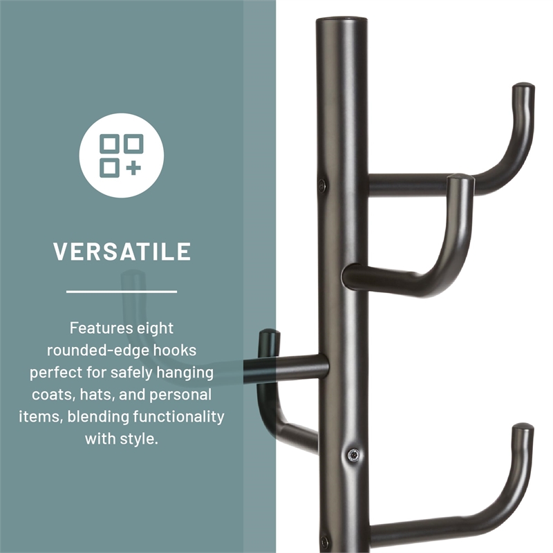Pemberly Row Steel Hook Head Coat Rack in Black - 15