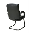 Pemberly Row Bonded Black Leather Guest Chair with Padded Arms