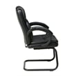 Pemberly Row Bonded Black Leather Guest Chair with Padded Arms