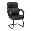 Pemberly Row Bonded Black Leather Guest Chair with Padded Arms