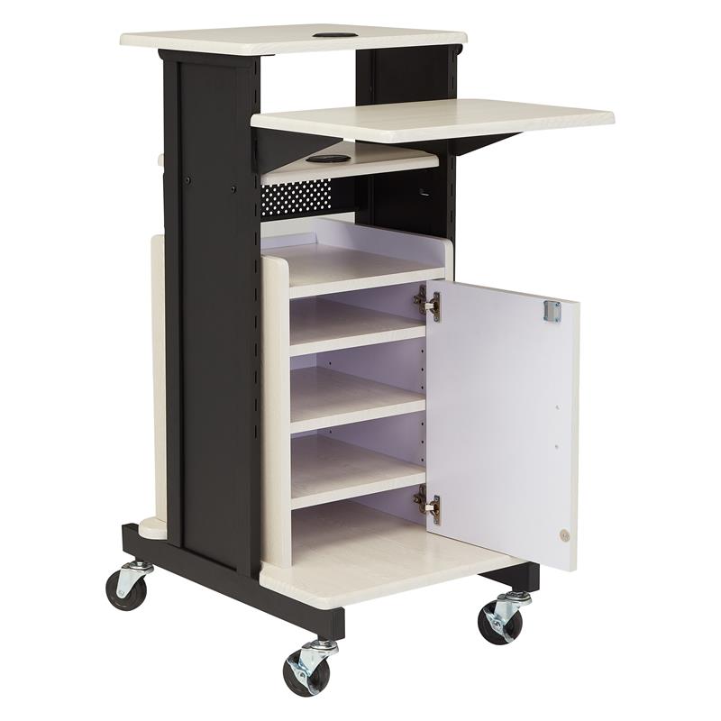 Pemberley Row Metal Ivory/Black Presentation Cart Adjustable 40.5