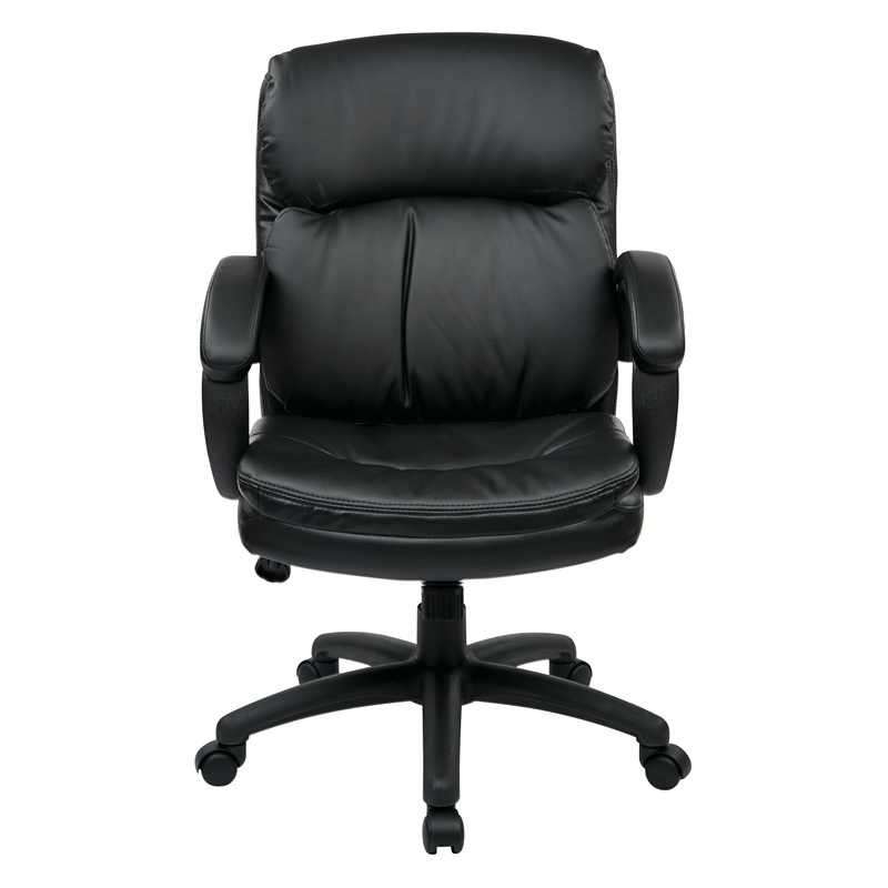 Pemberly Row Mid Back Eco Leather Executive Office Chair in Black
