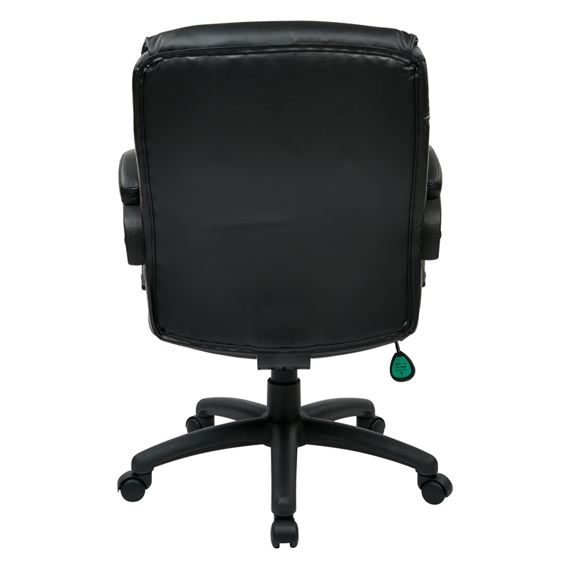 Pemberly Row Mid Back Eco Leather Executive Office Chair in Black