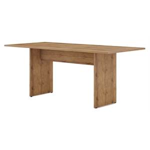 Pemberly Row Contemporary 68&quotW Wood Dining Table in Natural Finish
