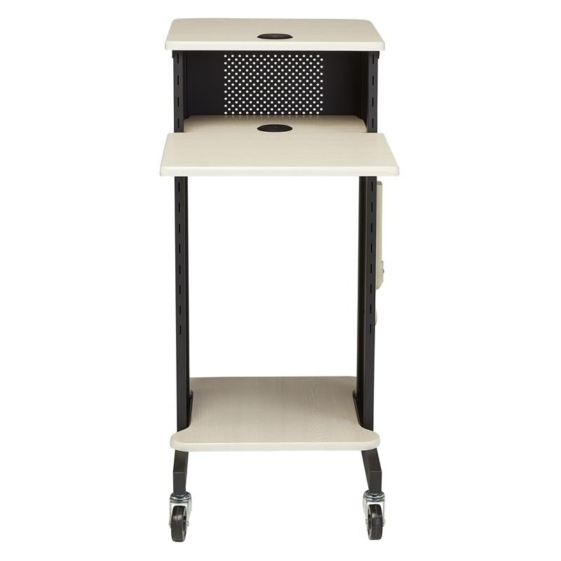 Pemberly Row Modern Metal Premium Presentation Cart in Ivory/Black
