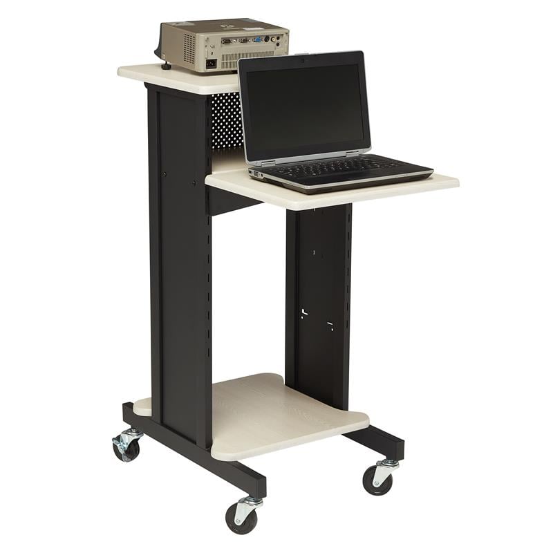 Pemberly Row Modern Metal Premium Presentation Cart in Ivory/Black