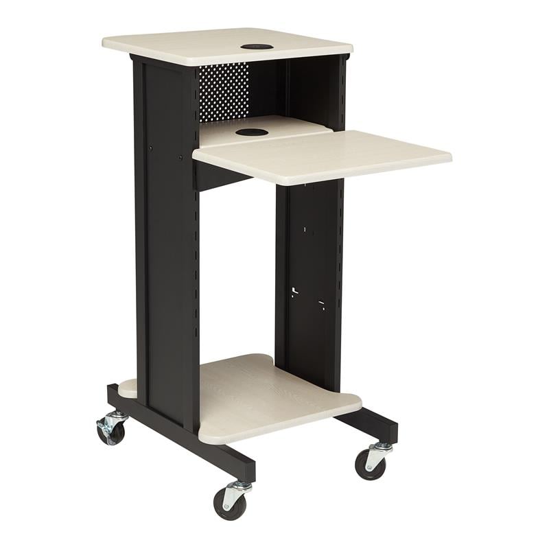 Pemberly Row Modern Metal Premium Presentation Cart in Ivory/Black