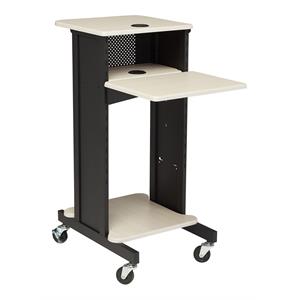 Pemberly Row Modern Metal Premium Presentation Cart in Ivory/Black
