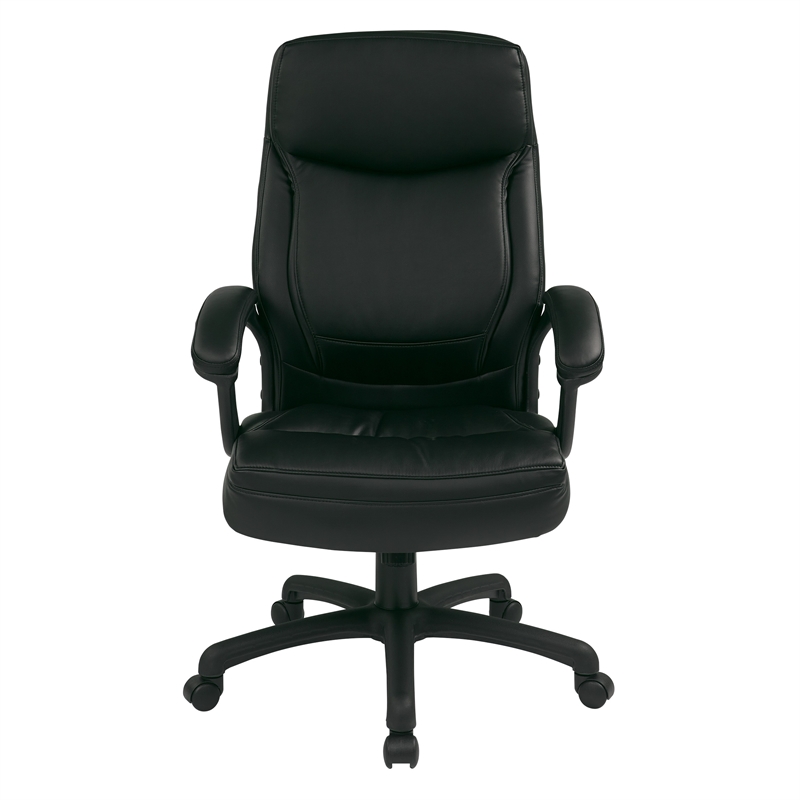 Pemberly Row Executive High Back Black Bonded Leather Office Chair