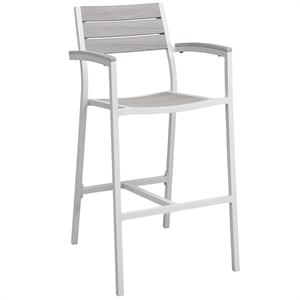 Pemberly Row 28.5 - 29&quot Aluminum Patio Bar Stool in White/Light Gray