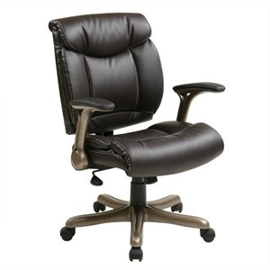 Pemberly Row Bonded Leather Office Chair in Cocoa Brown and Espresso