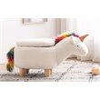 Pemberly Row The Unicorn Fabric Storage Ottoman/Stool in White/Natural