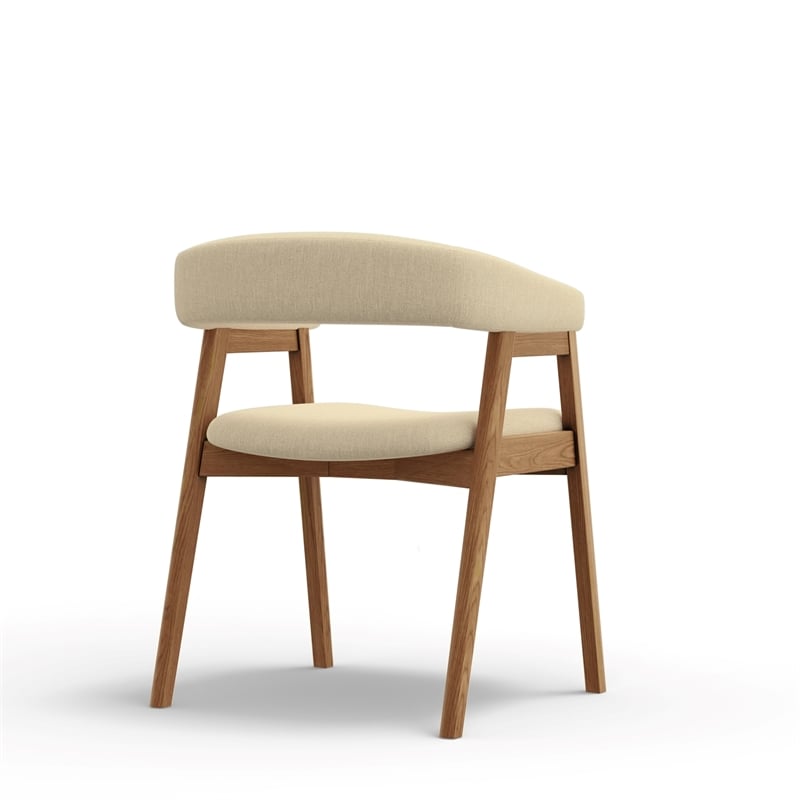 Pemberly Row Contemporary Upholstered Set of 2 Dining Chairs in Natural