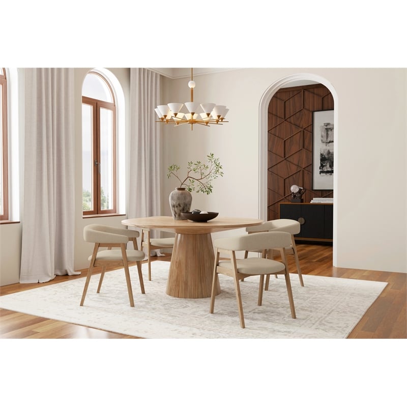 Pemberly Row Contemporary Upholstered Set of 2 Dining Chairs in Natural