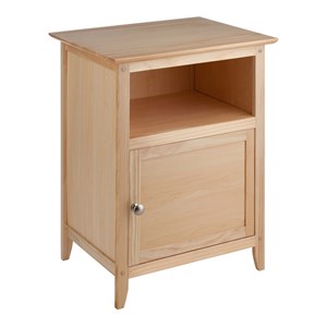Pemberly Row Transitional Solid Wood Nightstand with Cabinet in Natural