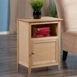 Pemberly Row Transitional Solid Wood Nightstand with Cabinet in Natural