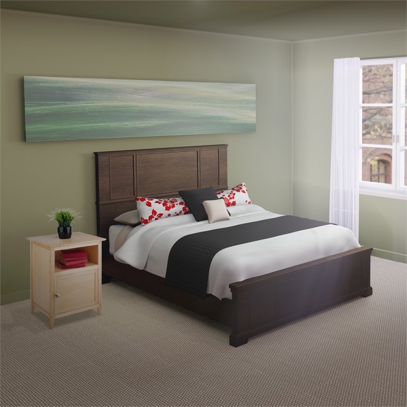 Pemberly Row Transitional Solid Wood Nightstand with Cabinet in Natural