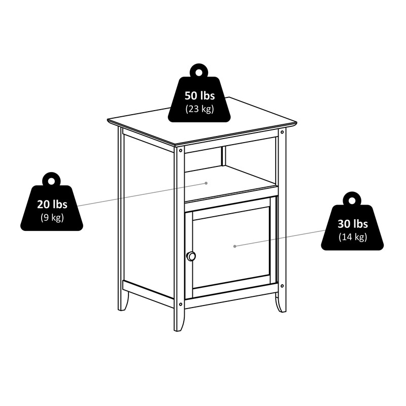 Pemberly Row Transitional Solid Wood Nightstand with Cabinet in Natural