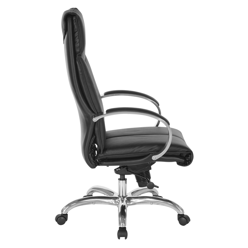Pemberly Row Contemporary High Back Black Executive Leather Office Chair