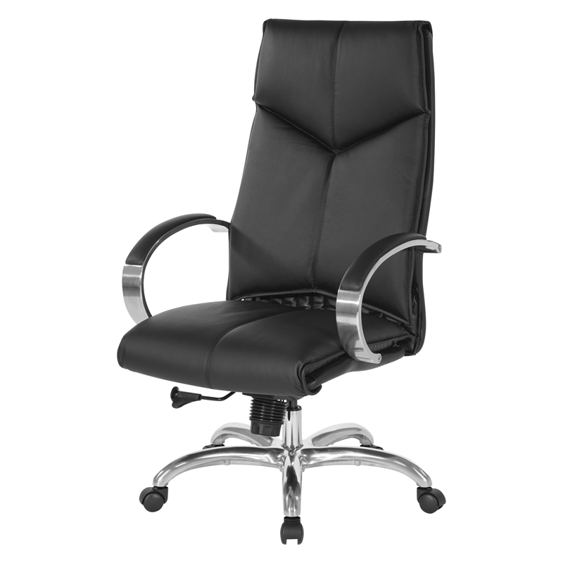 Pemberly Row Contemporary High Back Black Executive Leather Office Chair