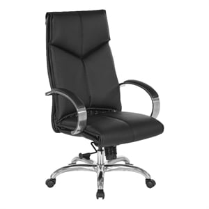 Pemberly Row Contemporary High Back Black Executive Leather Office Chair