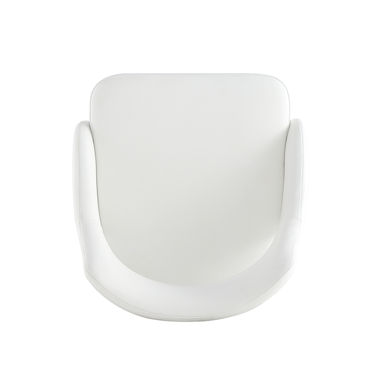 Pemberly Row Contemporary White Leatherette Dining Chair with Metal Legs