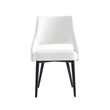 Pemberly Row Contemporary White Leatherette Dining Chair with Metal Legs