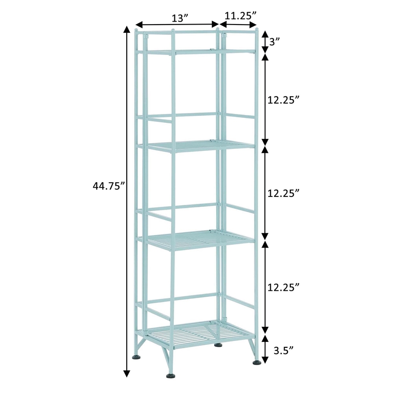 Pemberly Row Xtra Storage Four-Tier Folding Shelf with Green Metal Frame