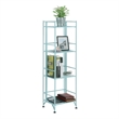 Pemberly Row Xtra Storage Four-Tier Folding Shelf with Green Metal Frame